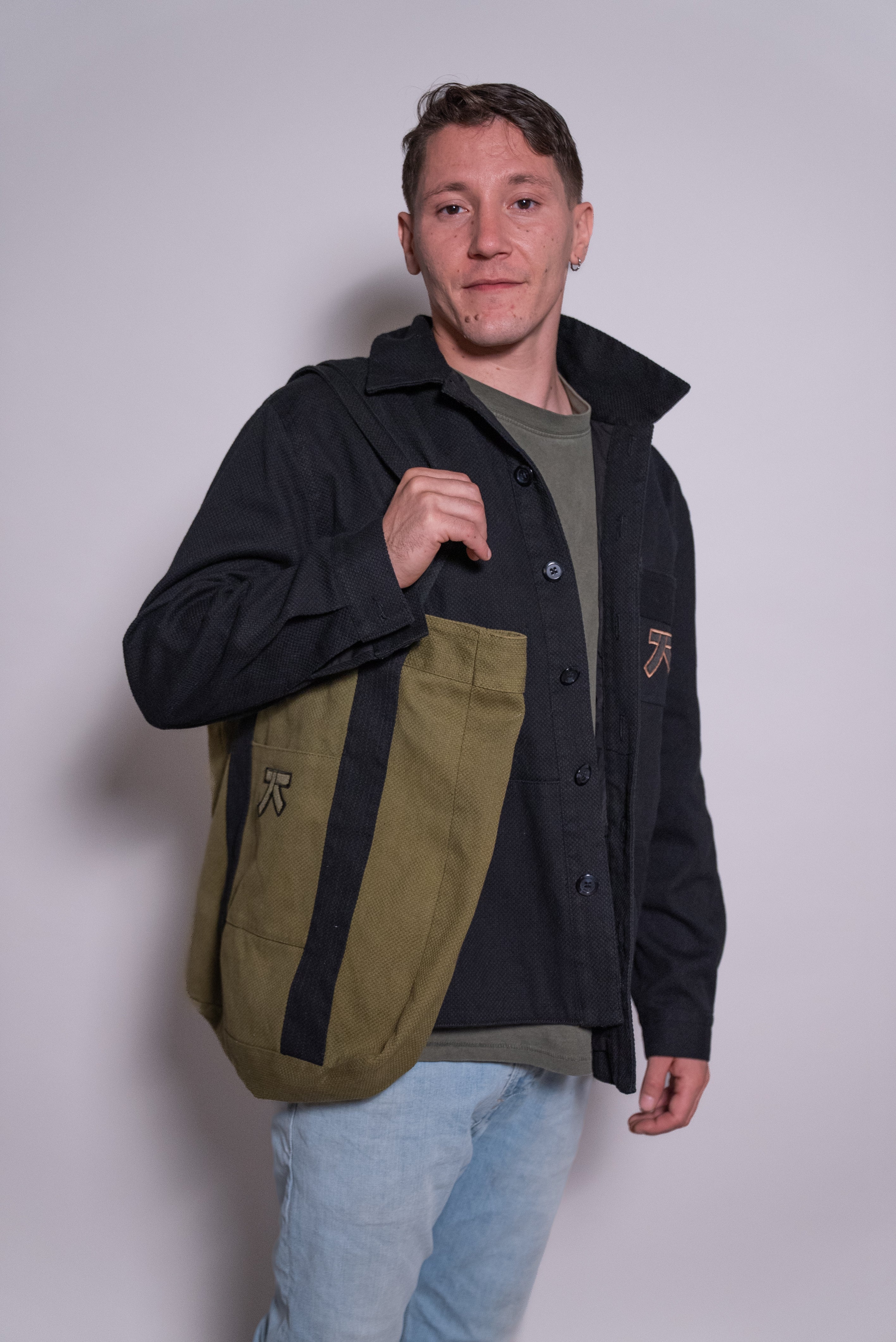 Tote bag en toile de kimono Contrôle Kaki